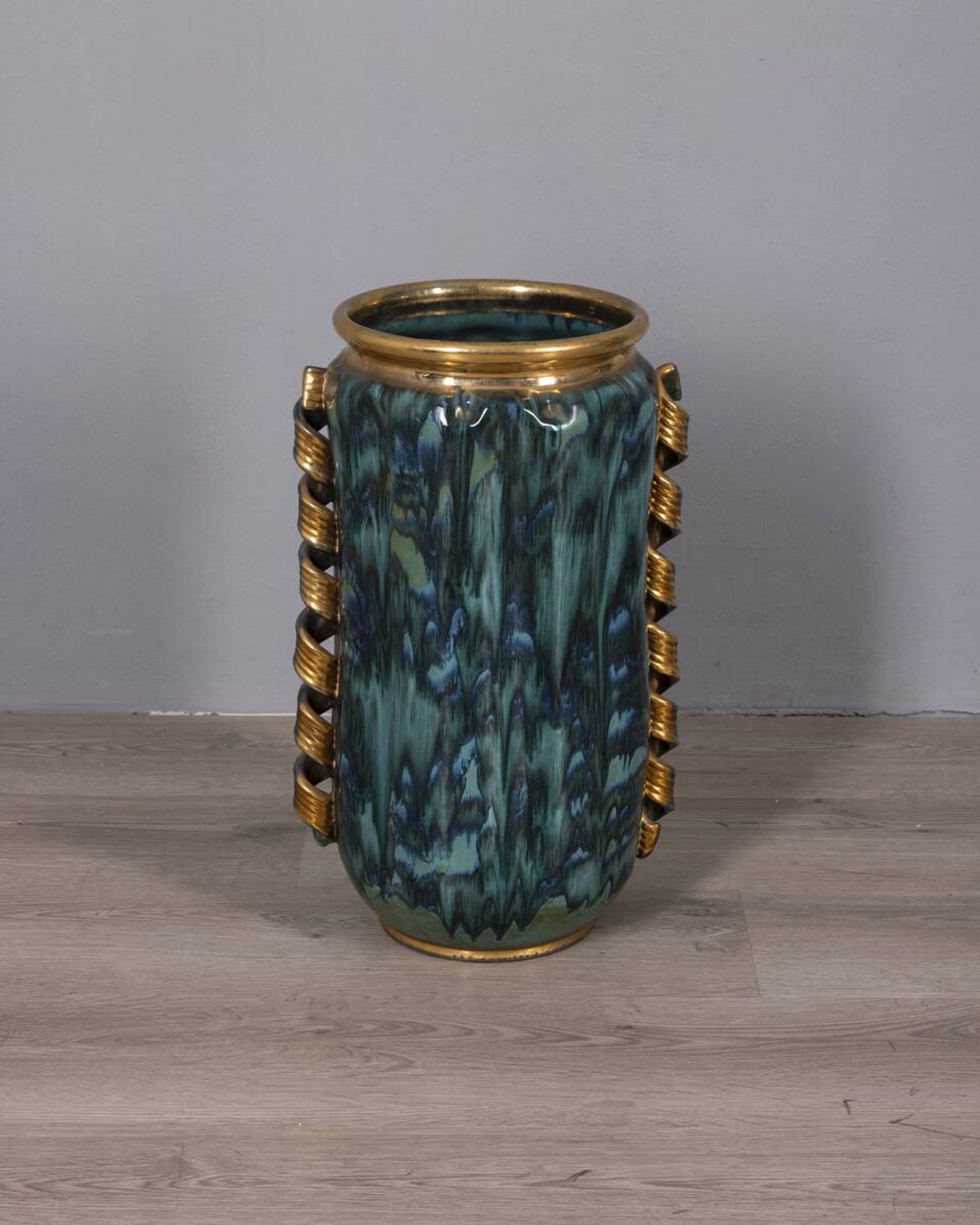 Large 1950s vintage decorated ceramic vase, Italian design