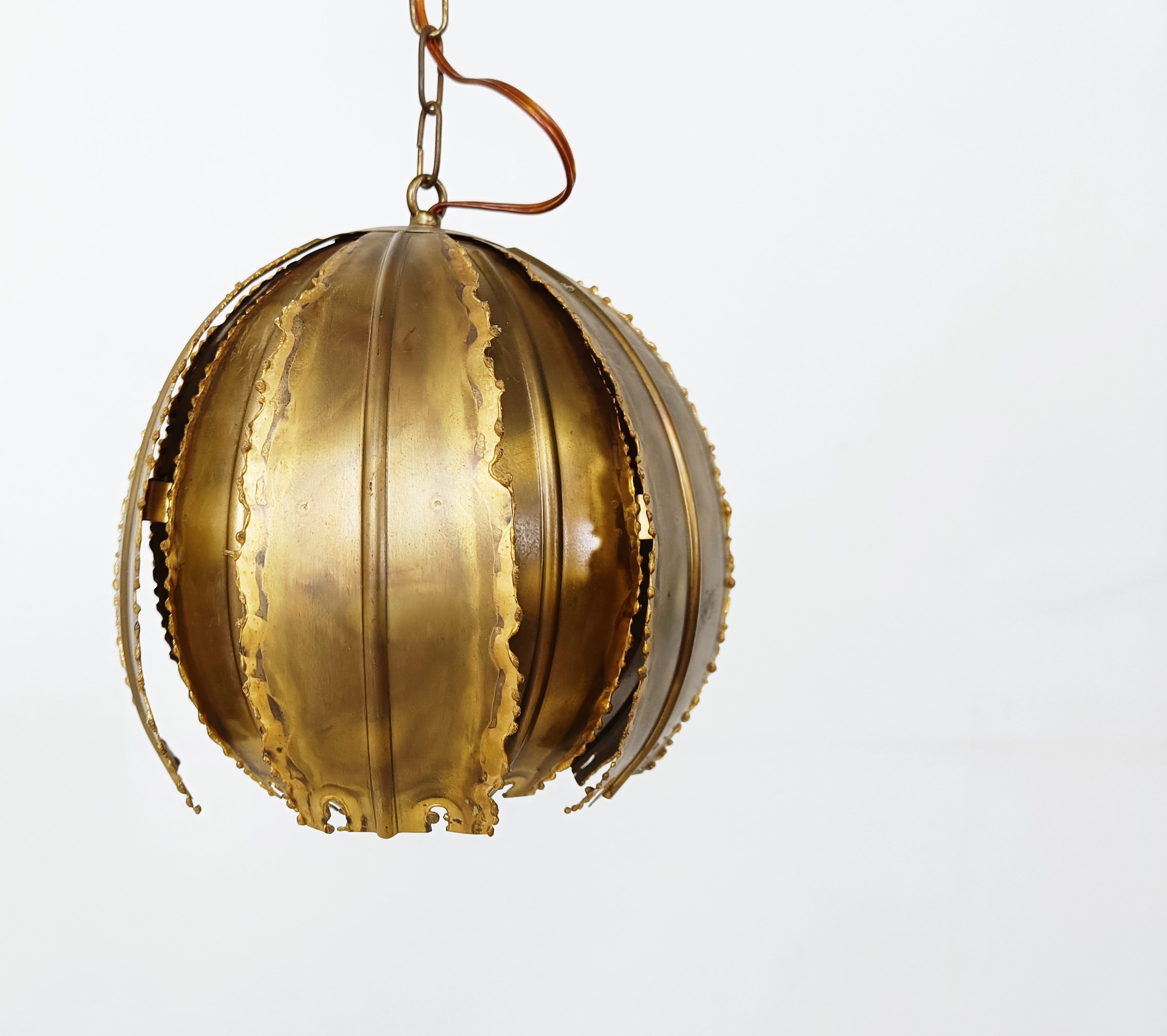 Vintage brass pendant light by Svend Aage for Holm Sorensen, 1960s