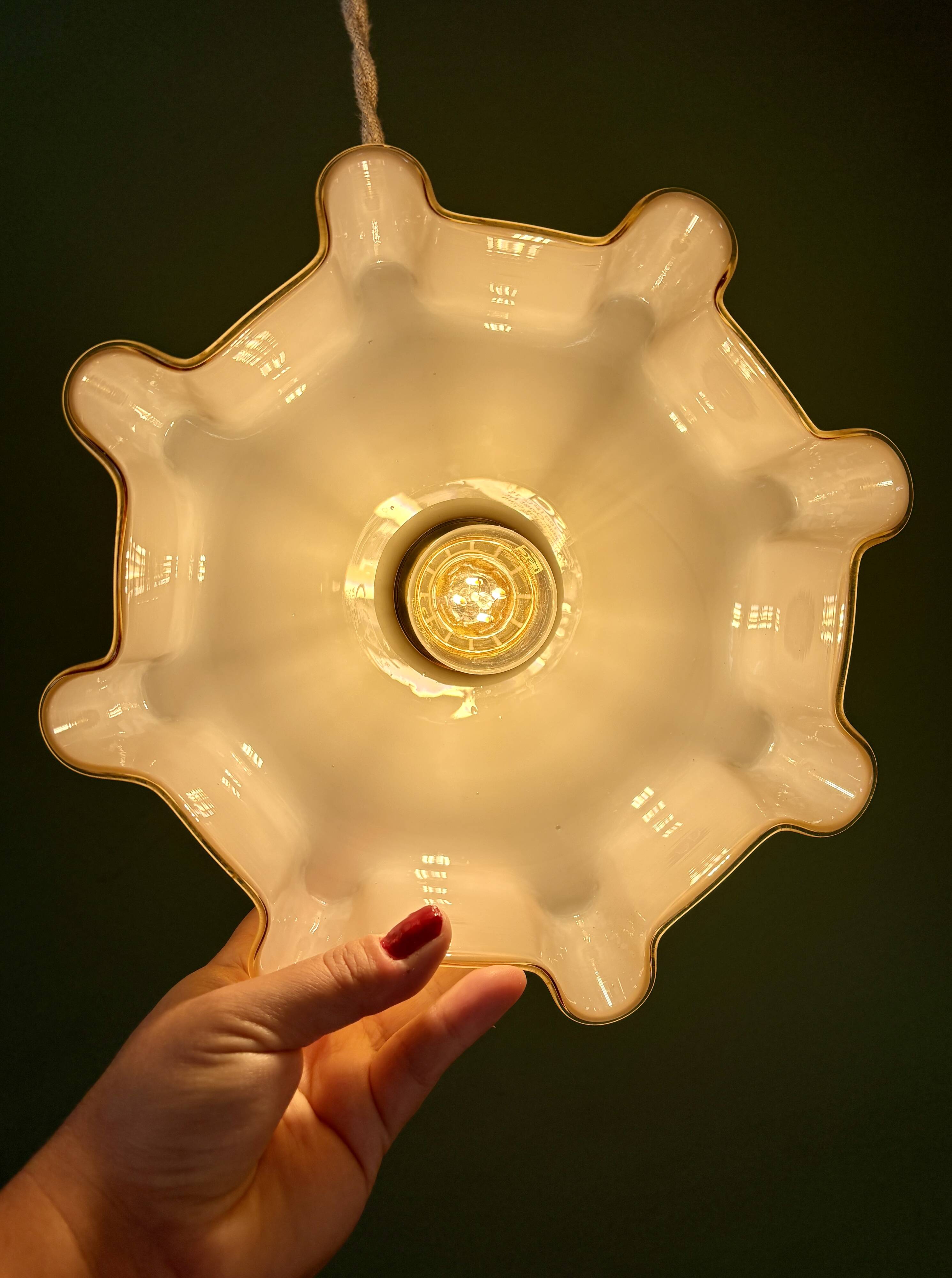Vintage yellow opaline pendant light