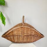 Wicker rattan log basket from the 1970s/80s