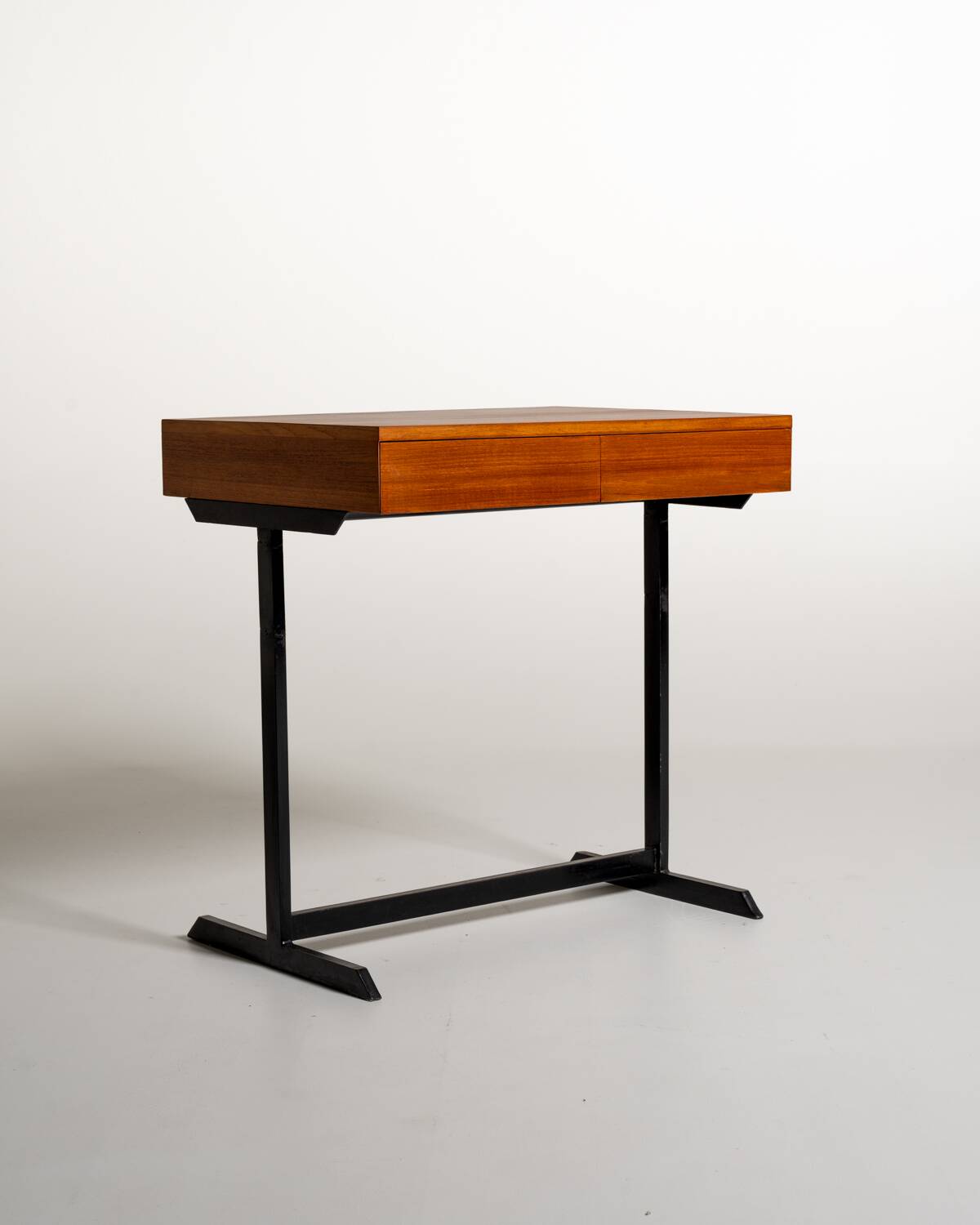 Teak and black painted metal desk, European production, 1960s