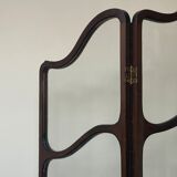 Art nouveau mahogany and glass concertina screen