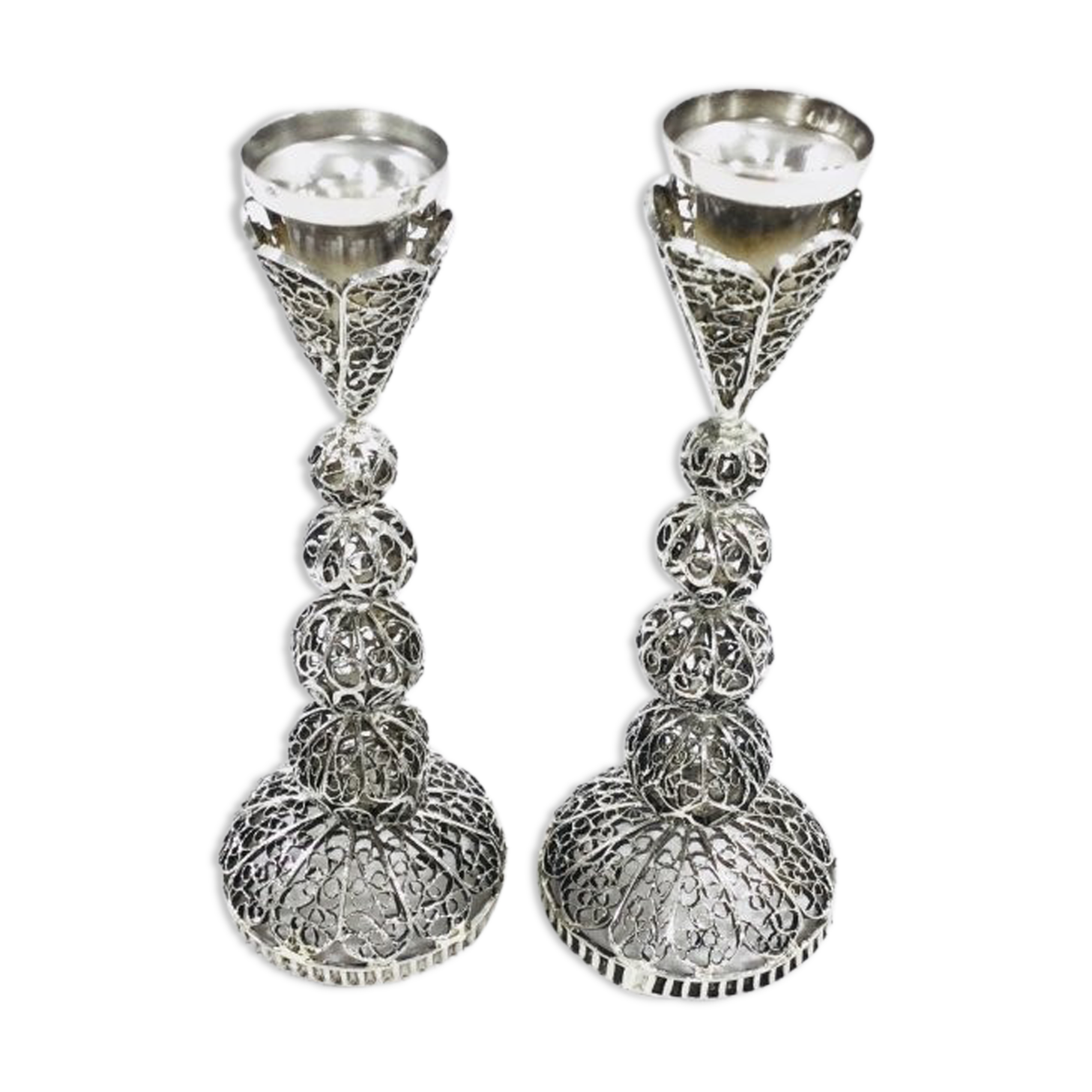 Pair of silver candle holders
