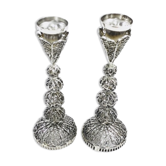 Pair of silver candle holders