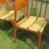 Three Scandinavian chairs - seated in braided rope