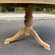 Extendable round dining table with central leg, renovated in raw wood, 20th century