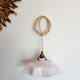 Vintage pastel pink and white glass luminaire, petticoat shape