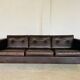 Vintage Danish Erik Jørgensen brown leather 3 seater sofa