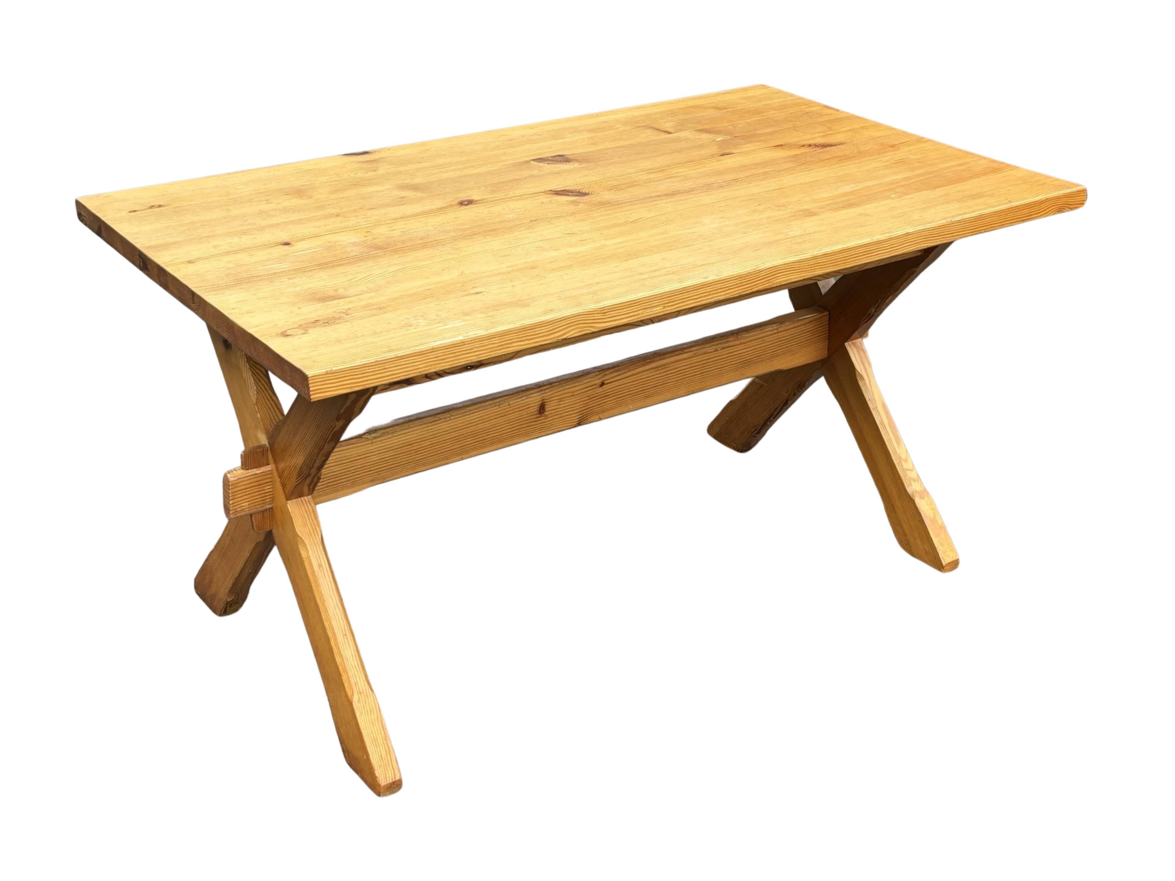 Vintage dining table pinewood 1960 minimalist dining table