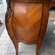Curved Louis XV style commode with marquetry, marble top.