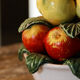 Fruit cup trompe l'oeil in ceramic, apples and lemons