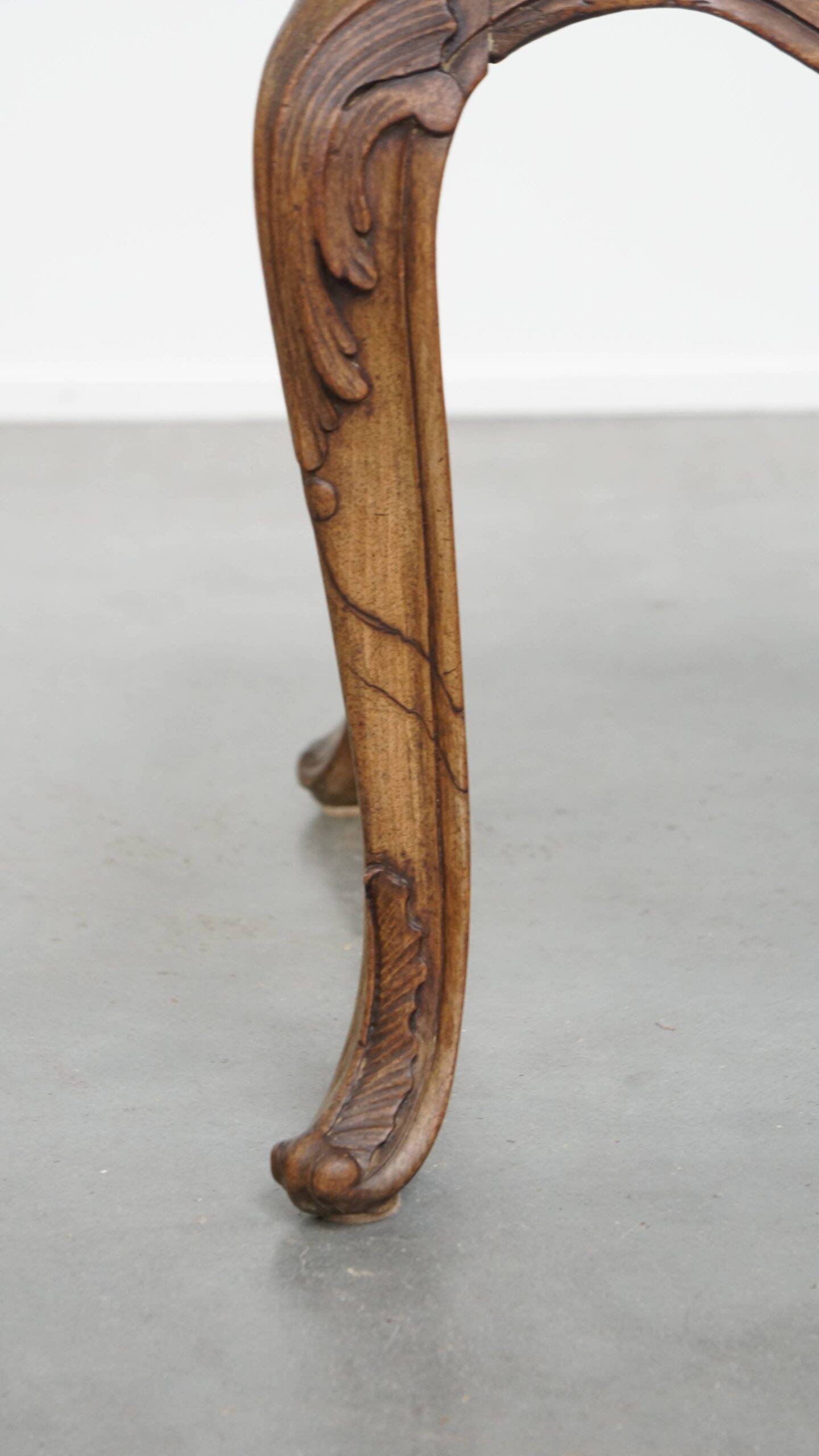 French late 18th century side table with a wooden frame and a marble top
