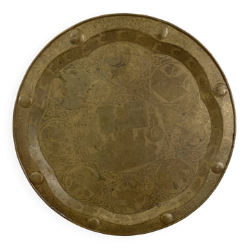 Ancient eastern brass plate engraved with Mamluk decoration – 96