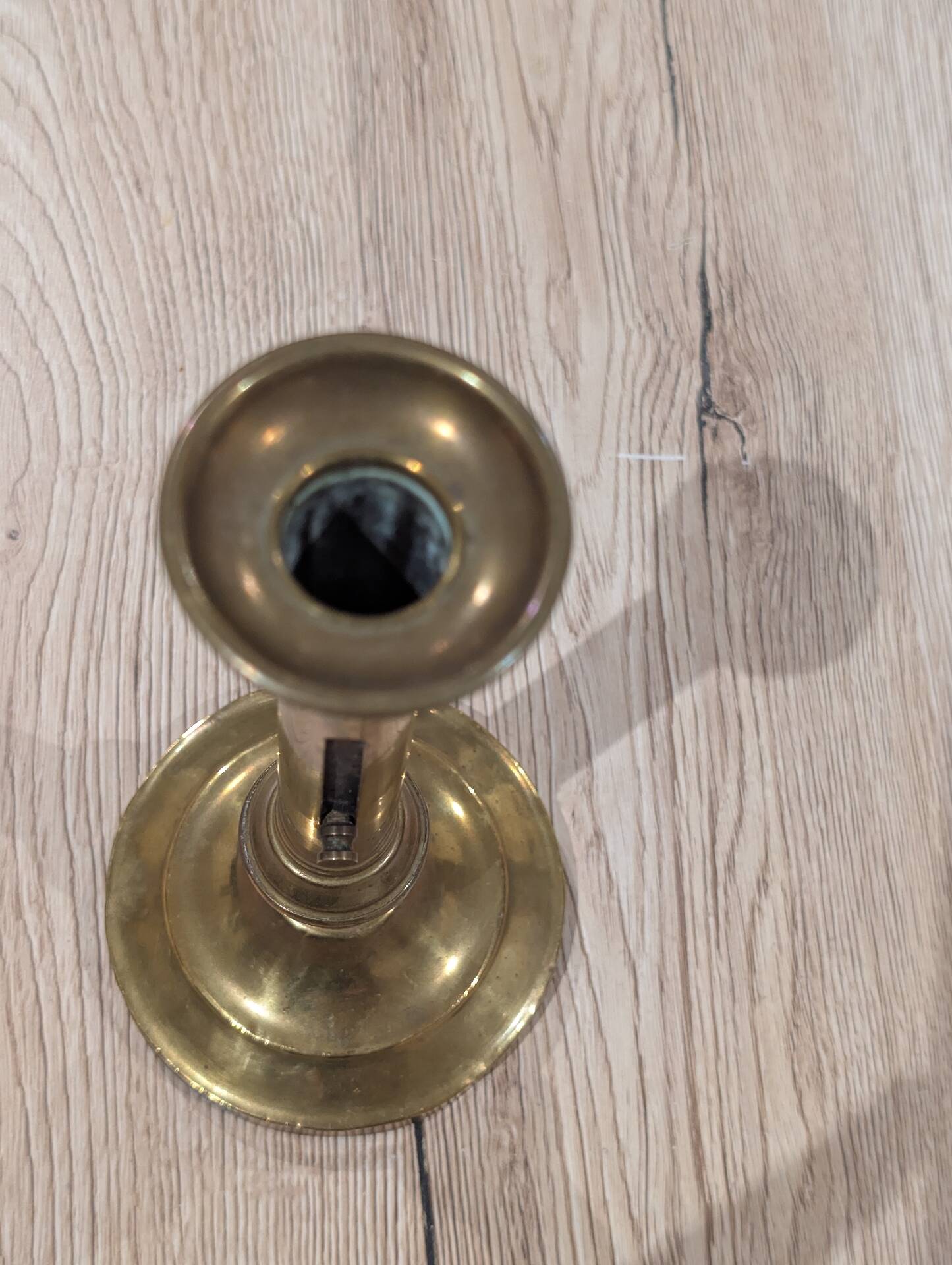 Antique Candle Holder Brass Push Candle 19th Century Vintage Chandelier