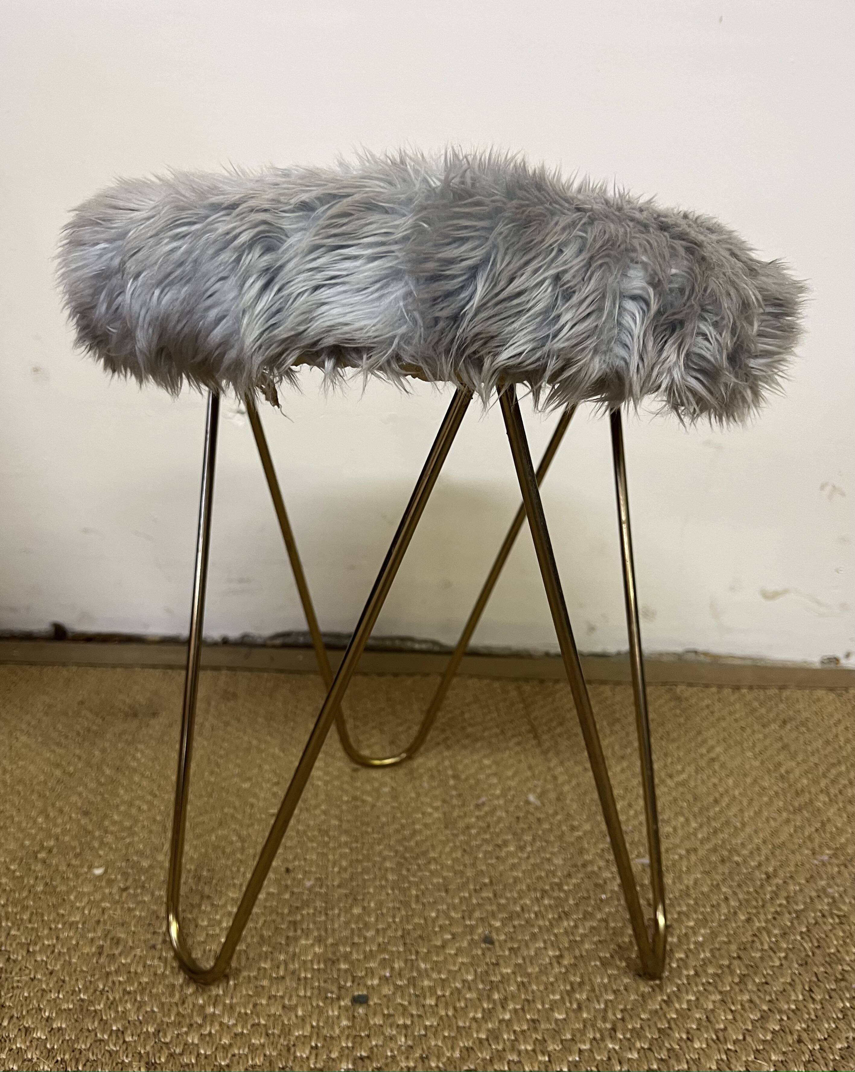 Vintage moumoute armchair and stool