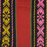 Red wool runner with stripes in bright colors , handwoven, Romania 220x80cm