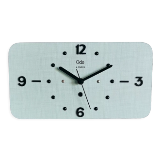 Vintage formica clock rectangular silent wall clock "Odo blue black"