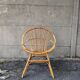 Vintage rattan shell armchair from the 70s, handmade bohemian