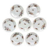 Set of 7 vintage dessert plates, butterfly pattern