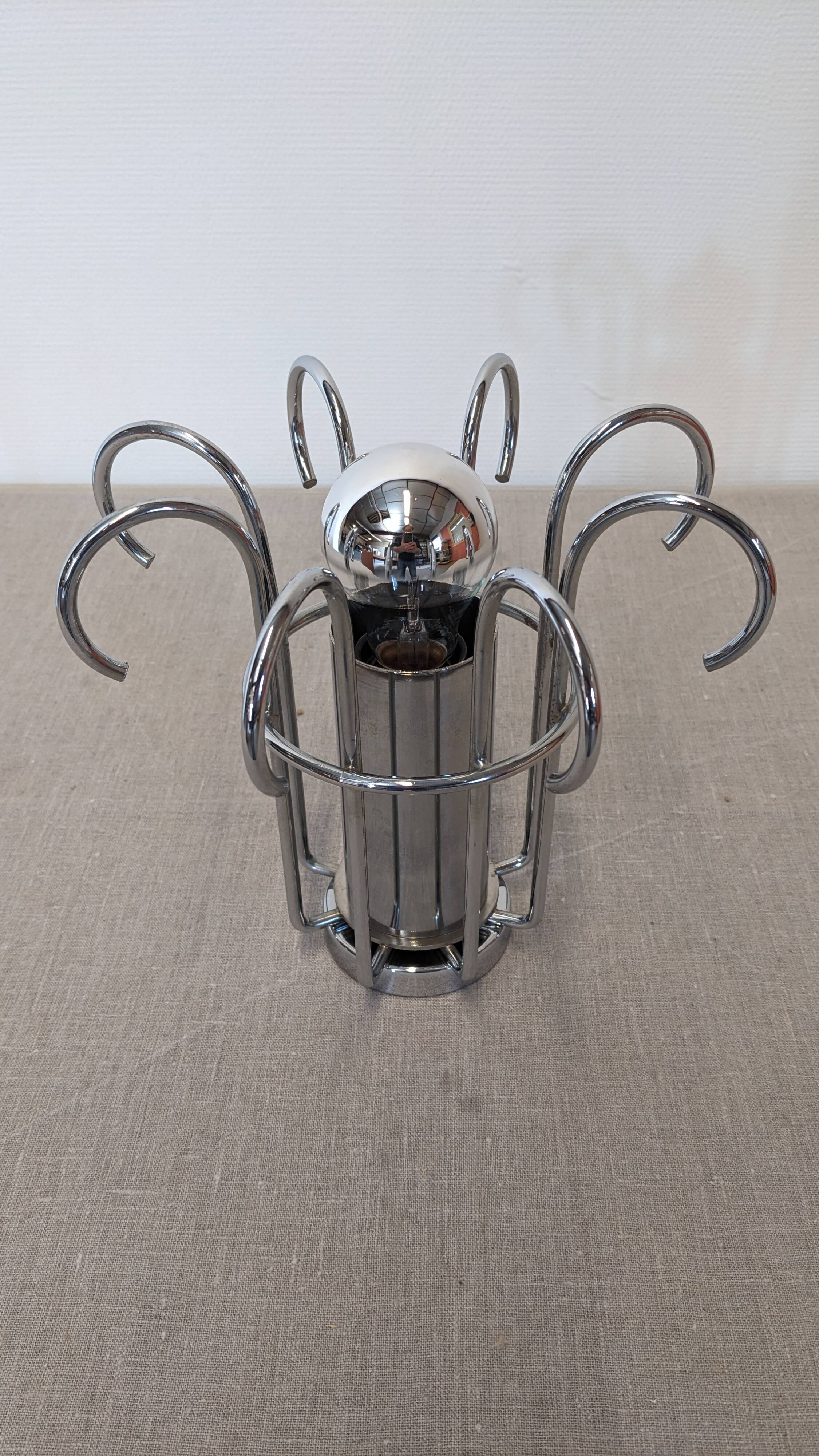 Modernist Space Age lamp in chrome metal from the 60s/70s