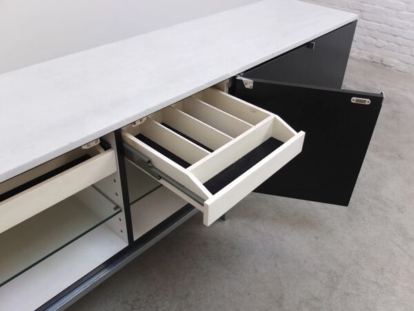 Enfilade noir et marbre par Florence Knoll pour Knoll, 1961