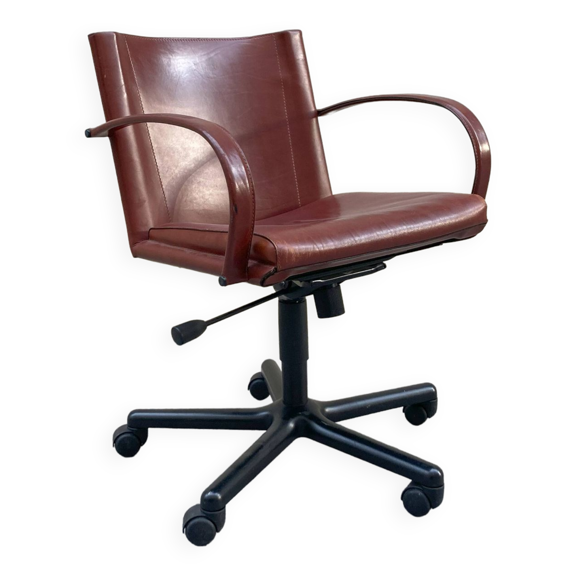 Leather desk chair on wheels, Matteo Grassi