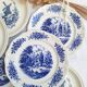 Vintage blue Moulin des Loups dinner plates