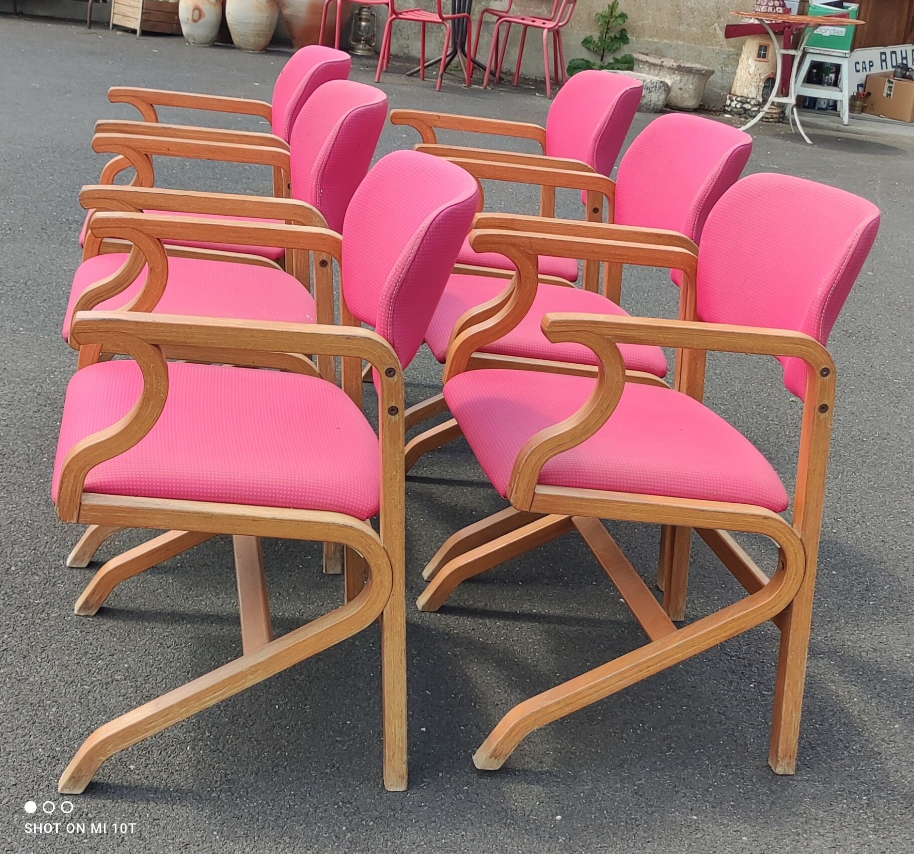 Series of vintage thermo folded armchairs