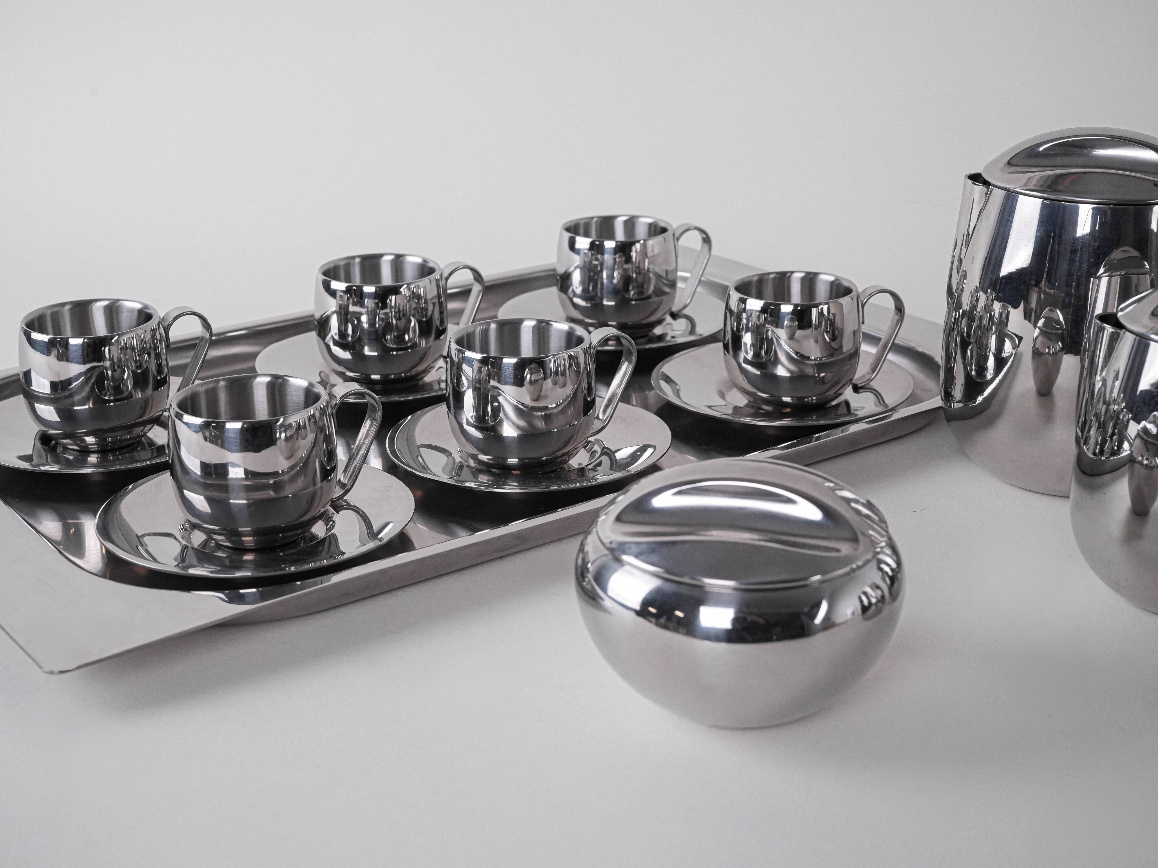 Coffee and tea set, Italian design, 1980s, made in Italy