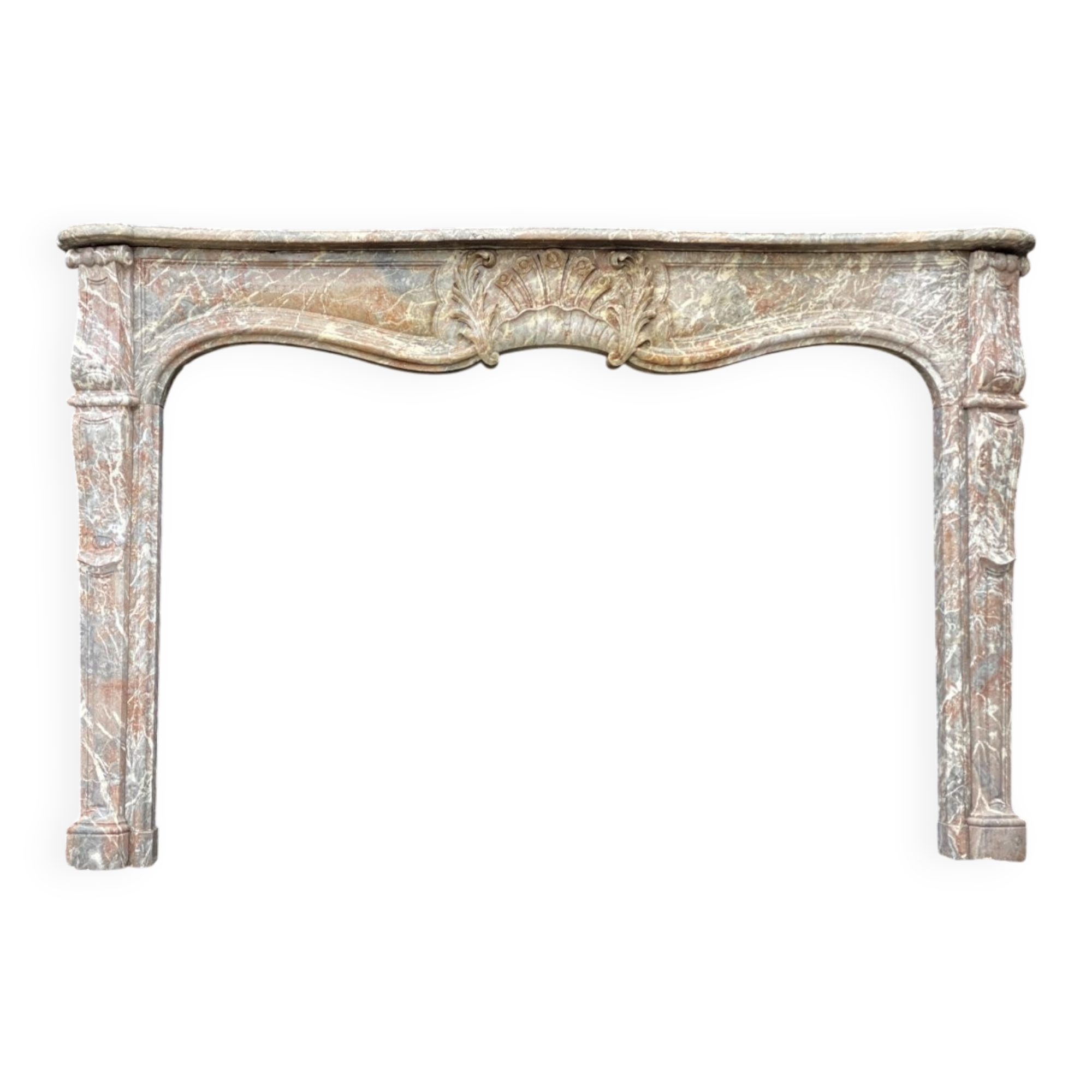 Early 19th century Louis XV style fireplace in grey Ardennes marble
