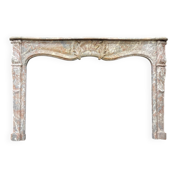 Early 19th century Louis XV style fireplace in grey Ardennes marble