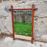 Grand miroir ancien bambou 1940