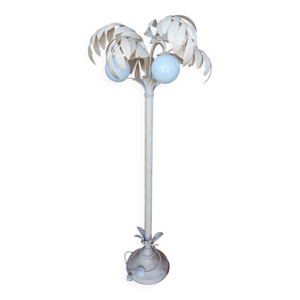 Lampadaire palmier blanc vintage 3 globes