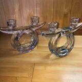2 Vannes le Chatel crystal candlesticks