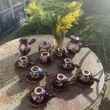 Coffee or tea service in enameled ceramic by Marius Giuge, artisan potter in Vallauris,