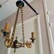 Lucien gau chandelier pendant lamp in bronze with swan decoration.