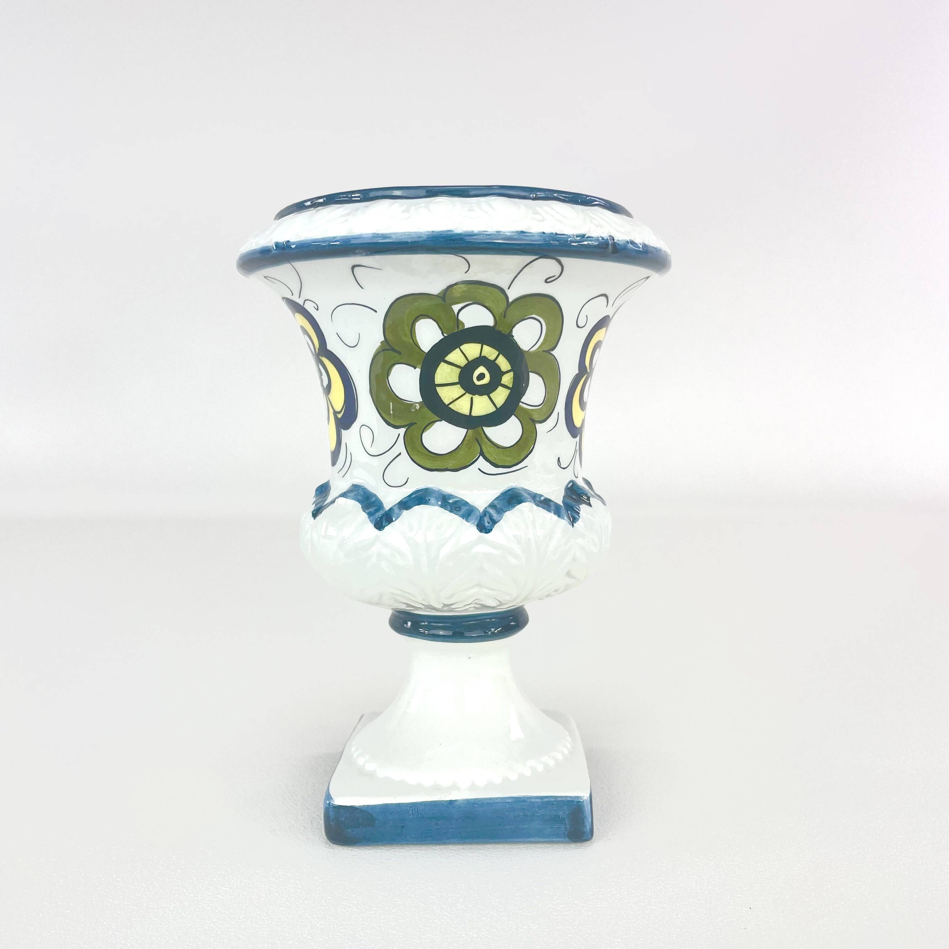 Vase Médicis en céramique italienne, peint à la main, circa 1960-70