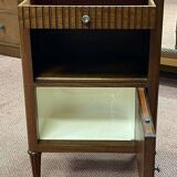Art deco bedside table in mahogany and marble top