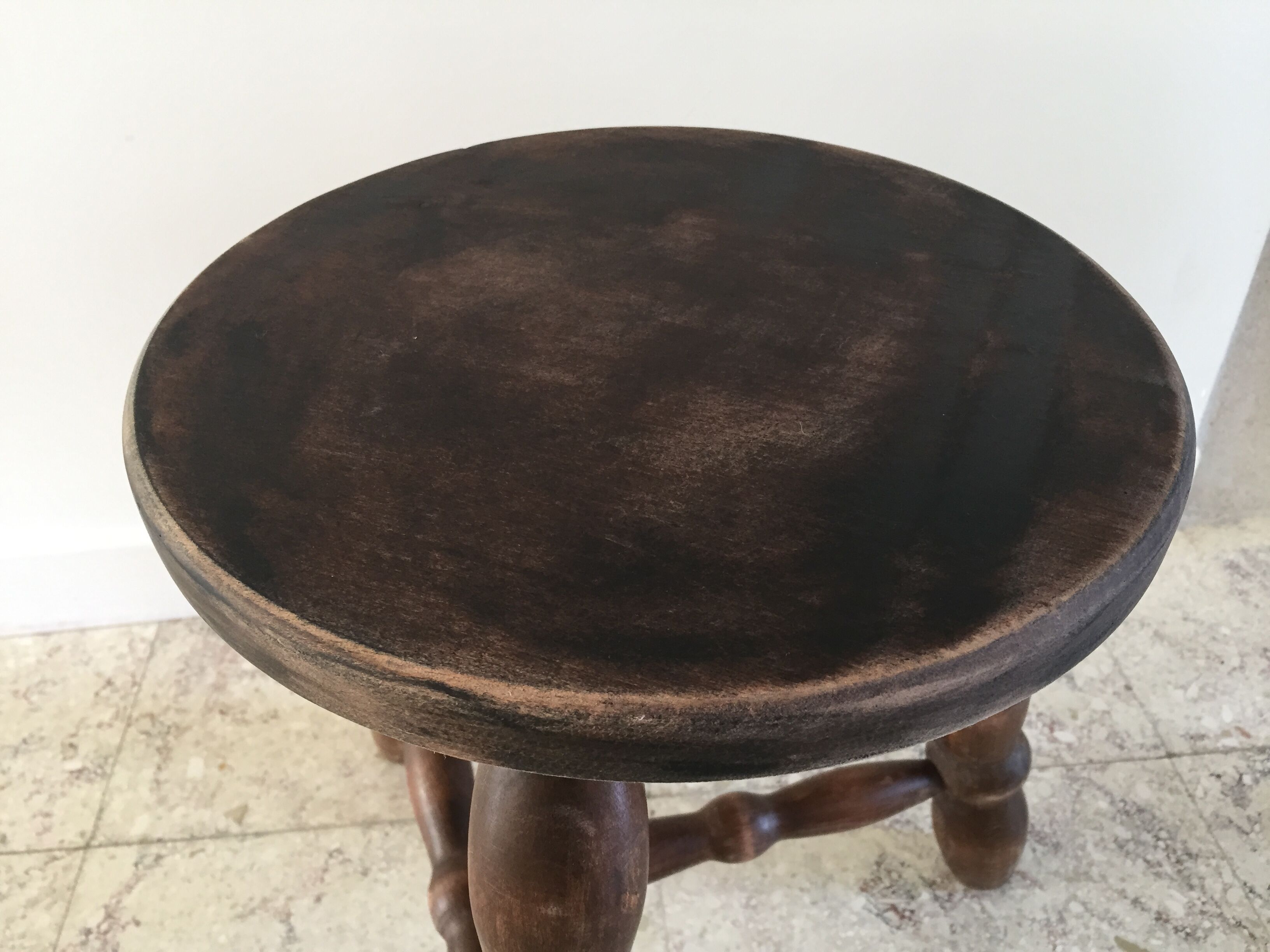 Wooden stool turned vintage tripod