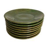 Set of 8 dessert plates in glazed earth from biot vertes 1960