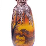 Vase Art Déco en verre peint et émaillé, signé Clio, circa 1920