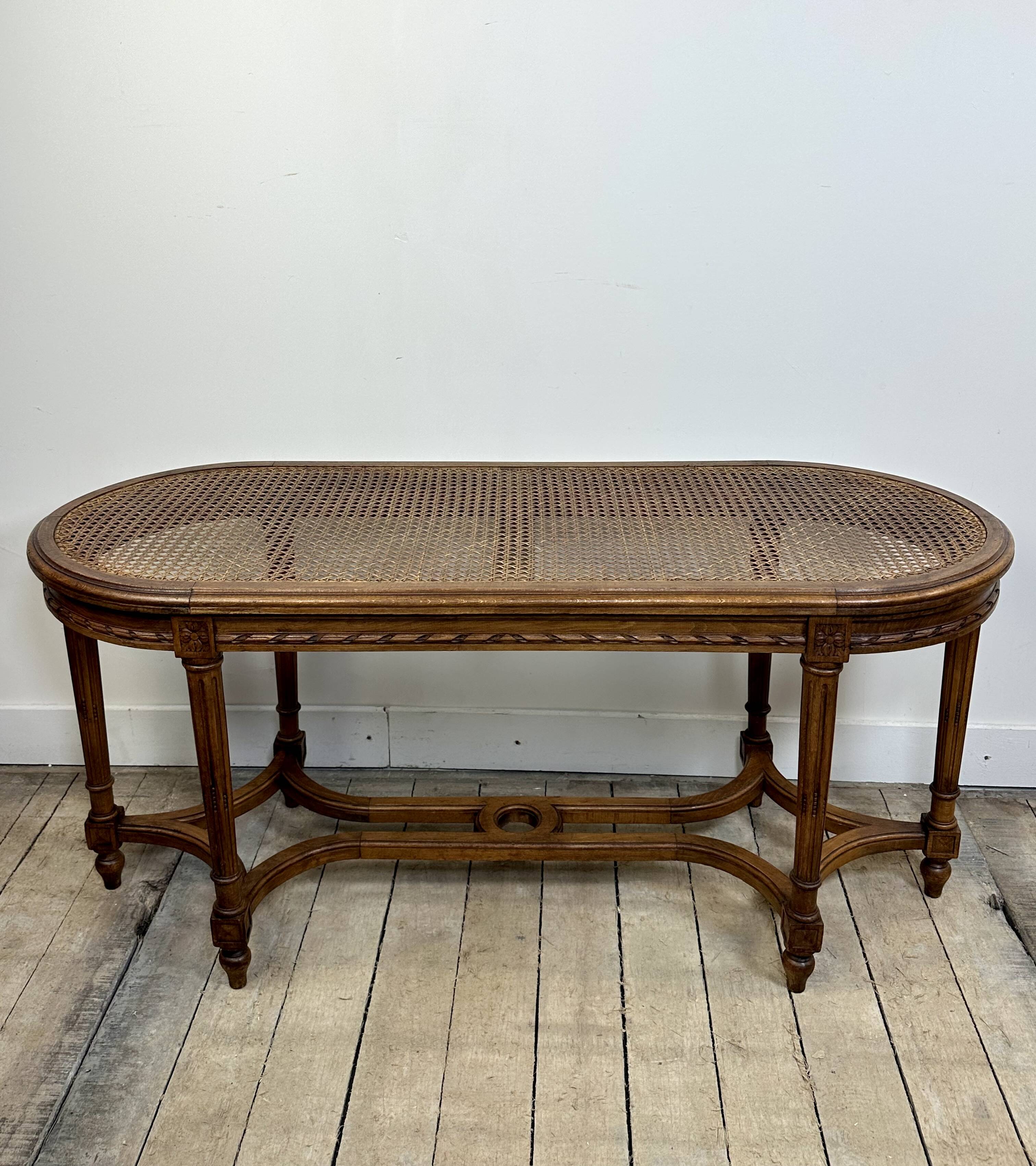 Louis XVI style walnut piano bench