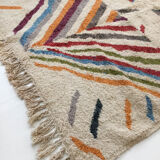 Moroccan Berber carpet boujaad beige with colorful patterns 283x203cm