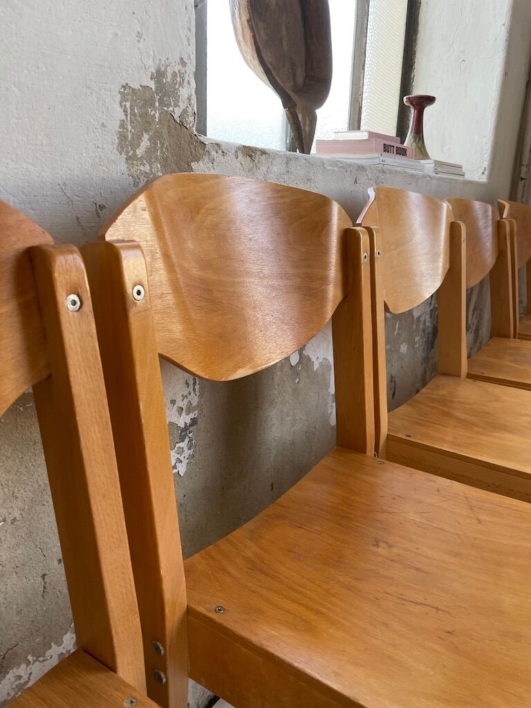 12 80s beech chairs