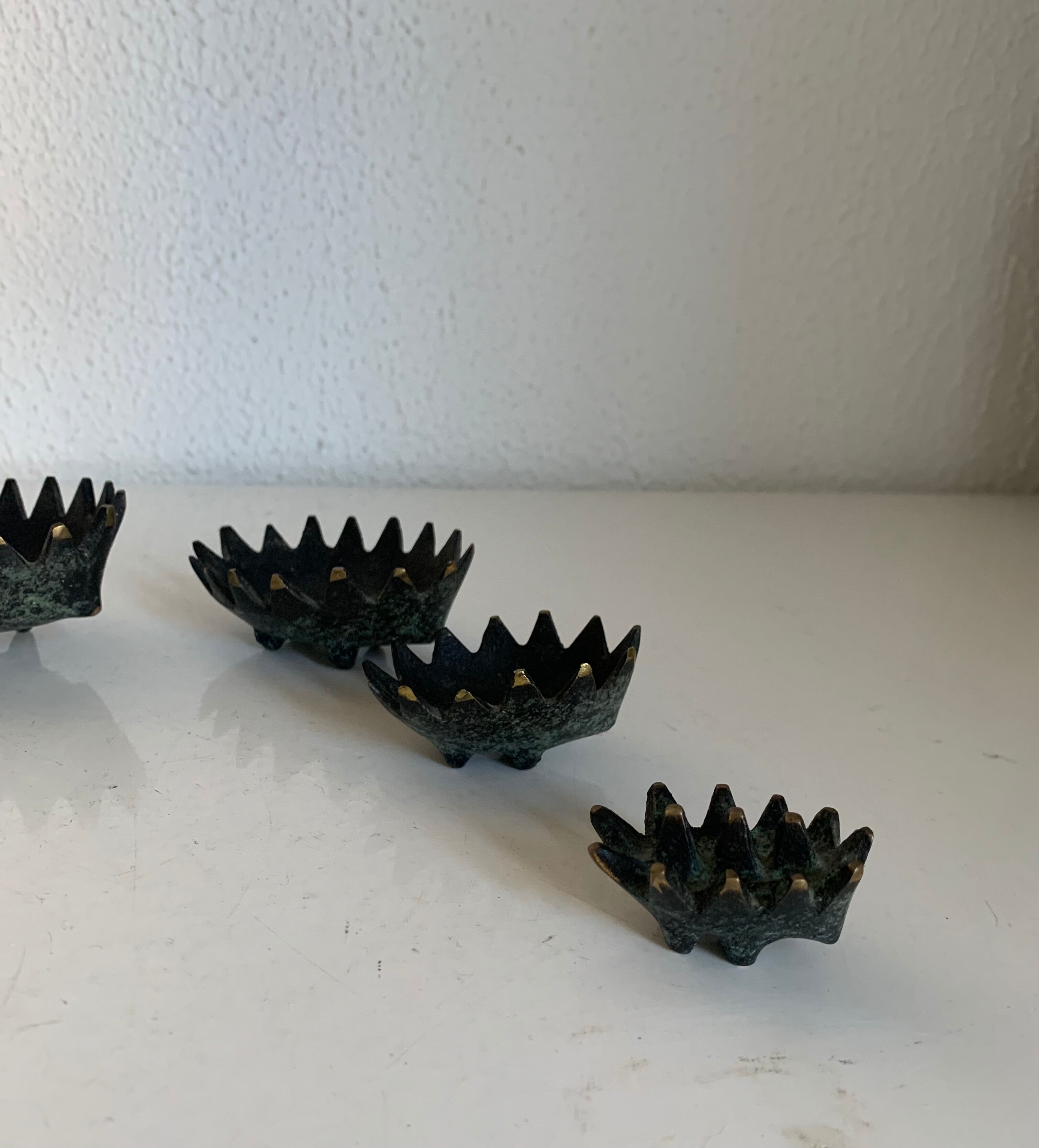 Vintage ashtrays 1950 hedgehogs by Walter Bosse for Hertha Baller