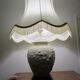 Pair of relief enameled porcelain lamps, Asian motif