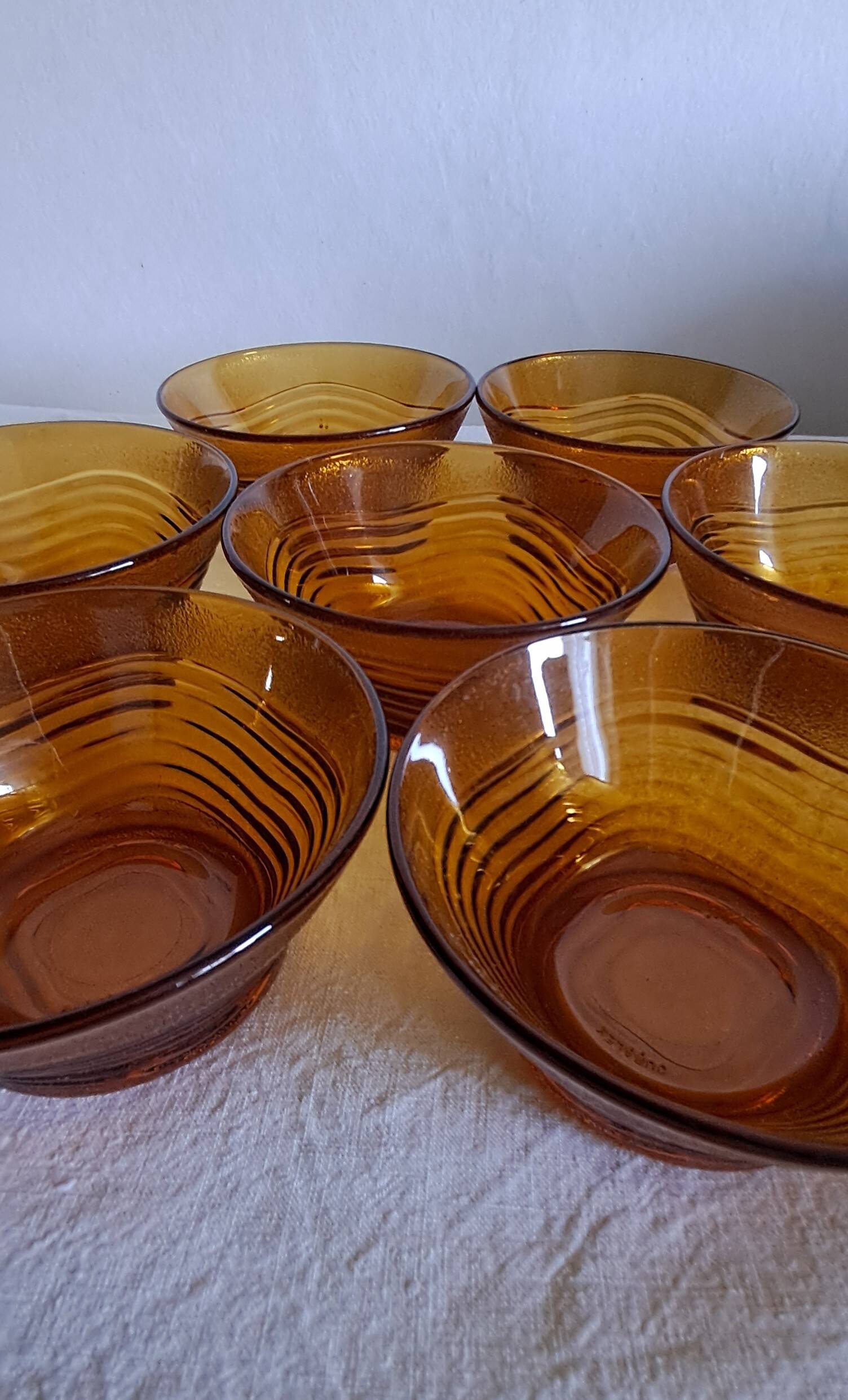 Amber glass bowls Duralex. Vintage