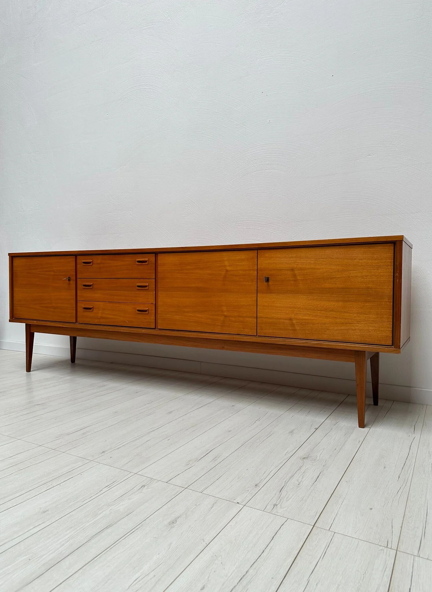1960s extra large vintage minimalistic teak sideboard