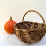 Old handmade basket in woven wicker