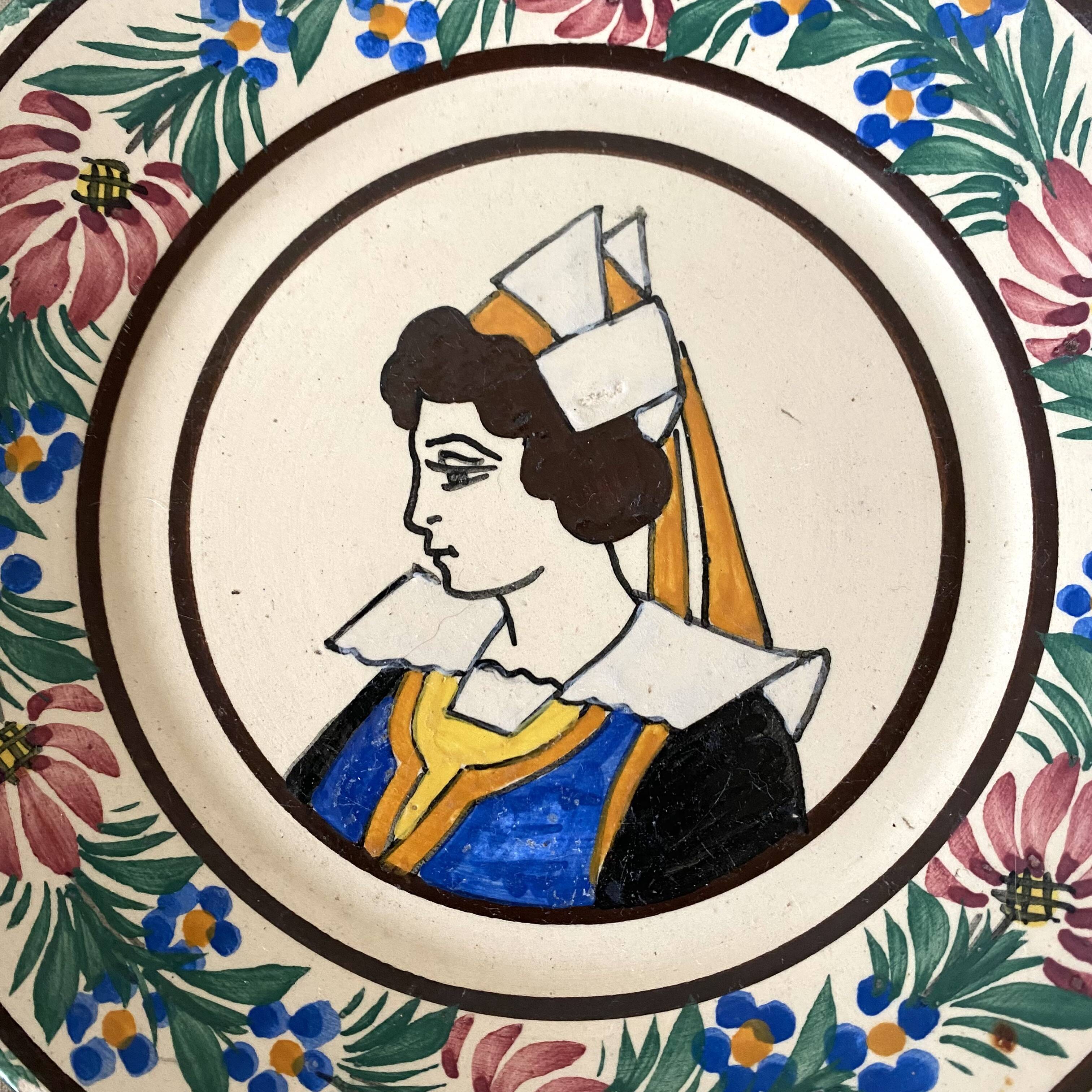 Quimper Breton plate and flowers